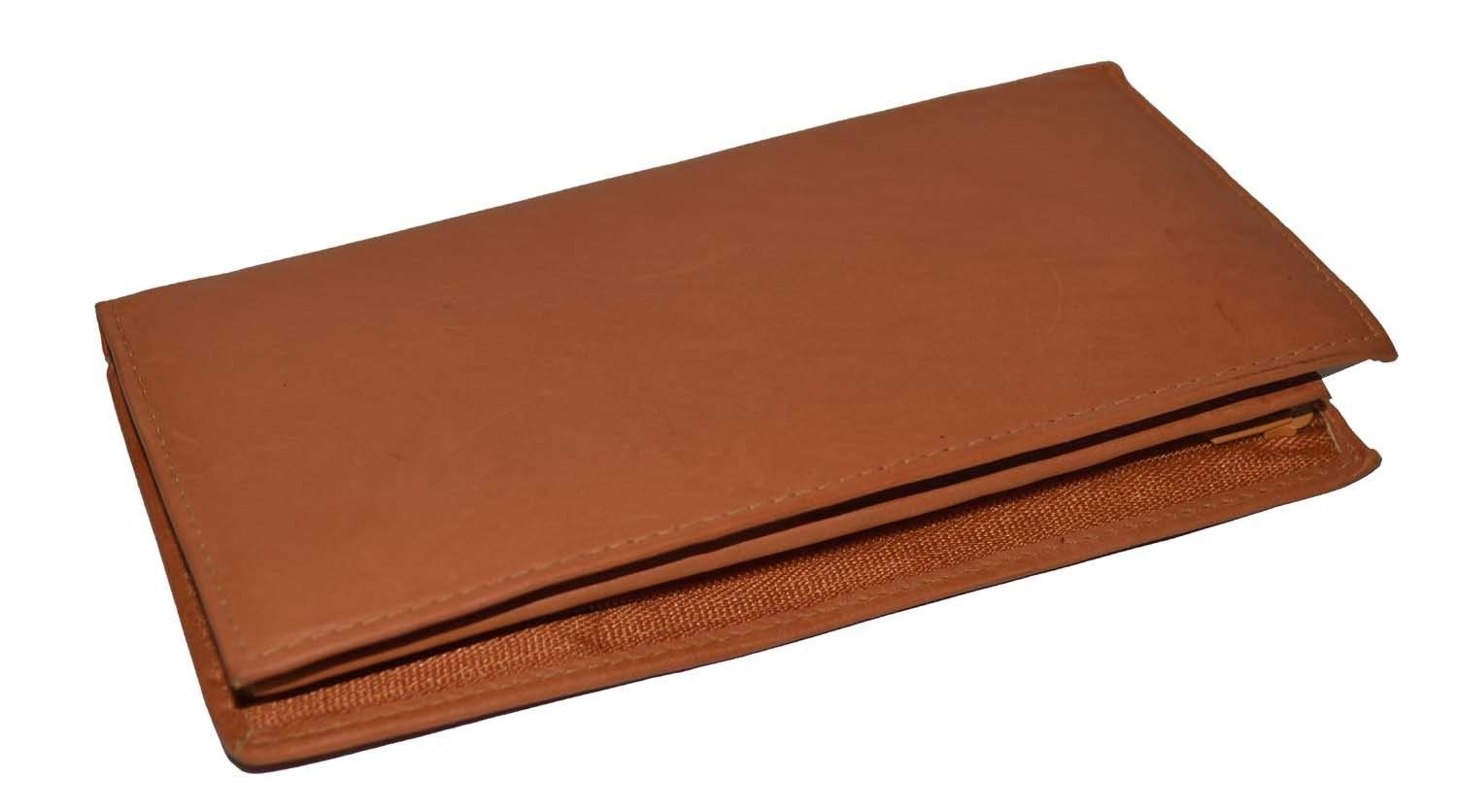 RERA SHOP NEW !! Checkbook Cover Wallet Organizer with Credit Card Holder Genuine Leather (tan)