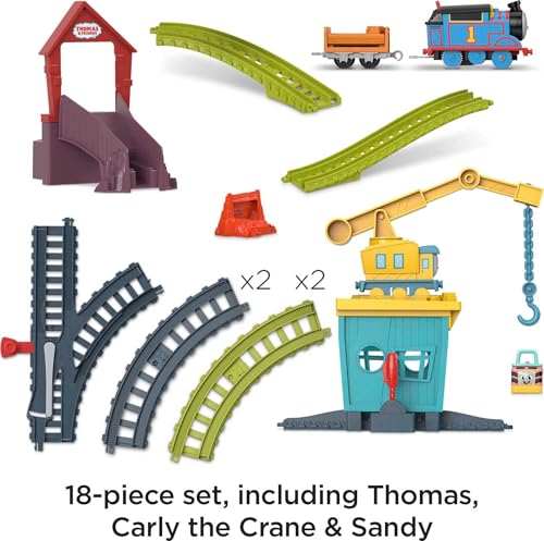 thomas amp friends motorized toy train set fix 39em up friends with carly the crane sandy the rail speeder amp thomas for preschool kids ages 3 years
