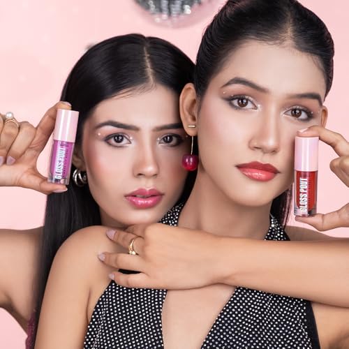 Image of Glam21 Gloss Pout Shimmer Lip Gloss| High Shine |Glossy Finish |Soft & Hydrating Lips | Non-sticky texture | Lightweight | Glass-like shine | 7gm | Pack Of 2 (Crystal Kiss & Crimson Kiss)