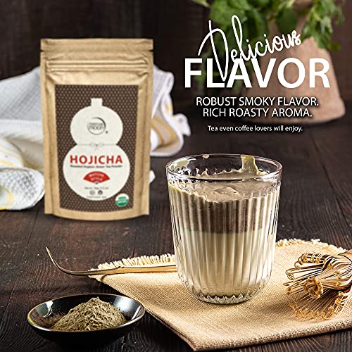 Matcha Moon Organic Hojicha Powder - Roasted Matcha Green Tea - Japanese Hojicha Tea - Unsweetened, Low Caffeine - Roasty Matcha Flavor from Uji Kyoto - 100g Bag for Tea Enthusiasts Matcha Moon Organic Hojicha Powder - Roasted Matcha Green Tea - Japanese Hojicha Tea - Unsweetened, Low Caffeine - Roasty Matcha Flavor from Uji Kyoto - 100g Bag for Tea Enthusiasts