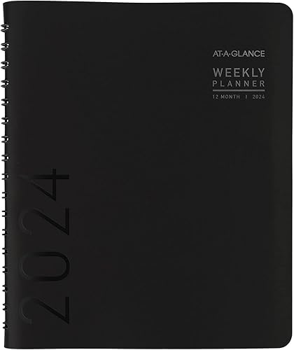 Miniatura 9 de AT-A-GLANCE Agenda semanal y mensual 2024, 5 x 8 pulgadas, pequeña, pestañas mensuales, bolsillo, contemporánea, carbón (70100 x 4524)