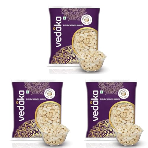 Image of Amazon Brand - Vedaka Cashews | Broken | 500 G | Gluten Free & Plant Based Protein | Premium Kaju Nuts (Pack of 3)
