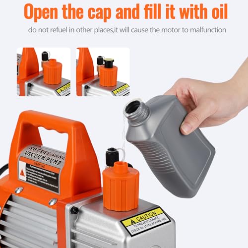 Bomba de vacío económica de una etapa, 120 V, 3,5 CFM, 1/4 HP, tipo de paleta rotativa, para aire acondicionado, refrigerante HVAC y herramientas neumáticas, compatible con R22, R134a y R410a miniatura 5