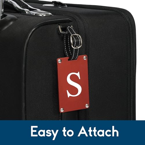 Premium 3-Layer Aluminum Luggage Tags by Fortuna - Easy to Claim, Laser-Engraved, Plastic-Free, and Eco-Friendly Luggage Tag Holders, 2-Pack, Red (S)4