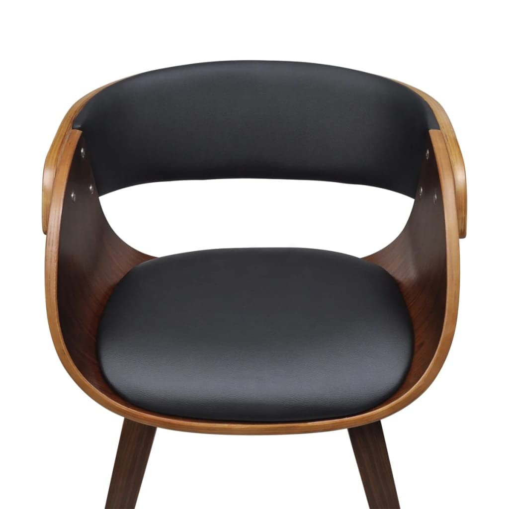 Sillas de comedor 2 piezas de madera curvada marrón y piel sintética, diseño elegante para salón y oficina, cómodo reposabrazos con estructura de madera maciza y funda suave