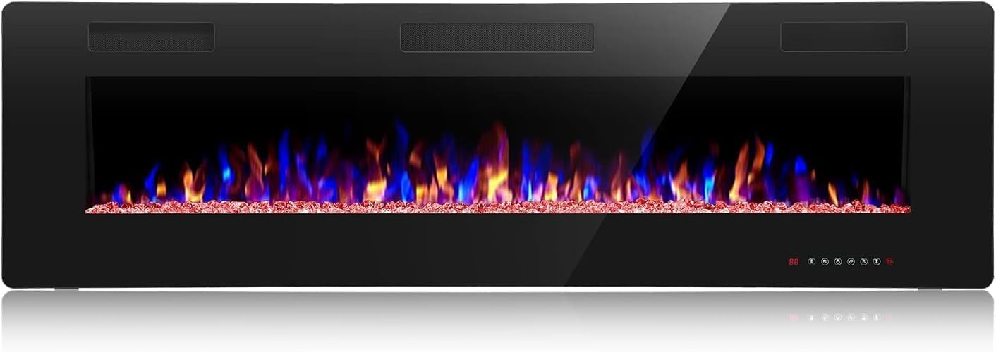 crzoe 36 inch electric fireplace,in-wall recessed and wall mounted electric fireplace heater,ultra-thin linear fireplace heater with remote control,timer,adjustable flame color,750w/1500w