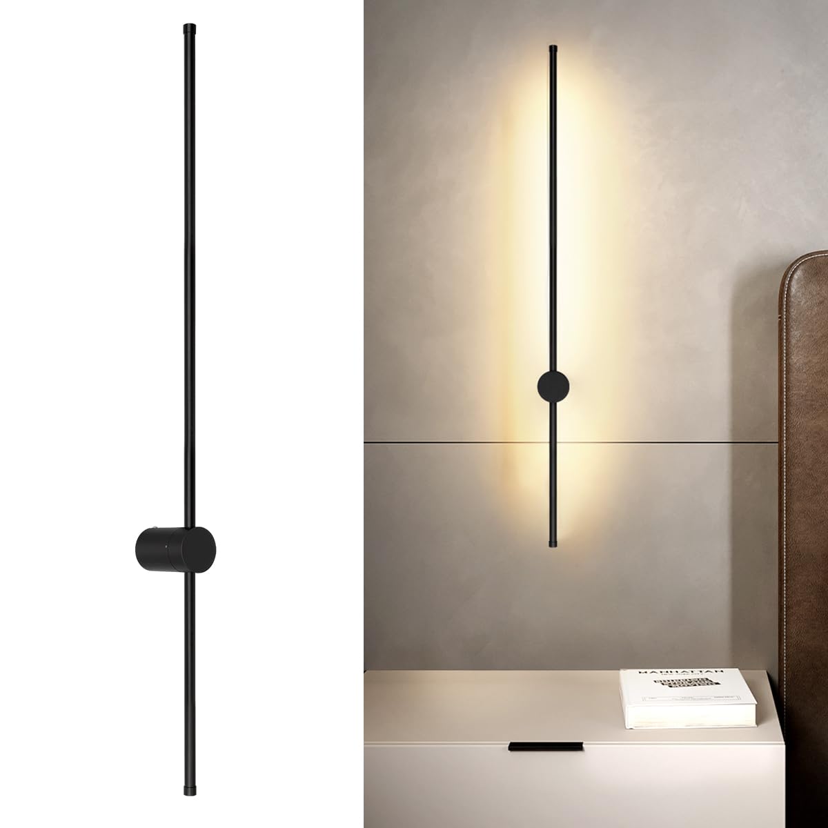 100CM Lampara de Pared Interior Lineal Giratorio 3 Colores Ajustables 20W, JZZB, LIGHT_FIXTURE, Aluminio, 1 Unidades, Jzzb