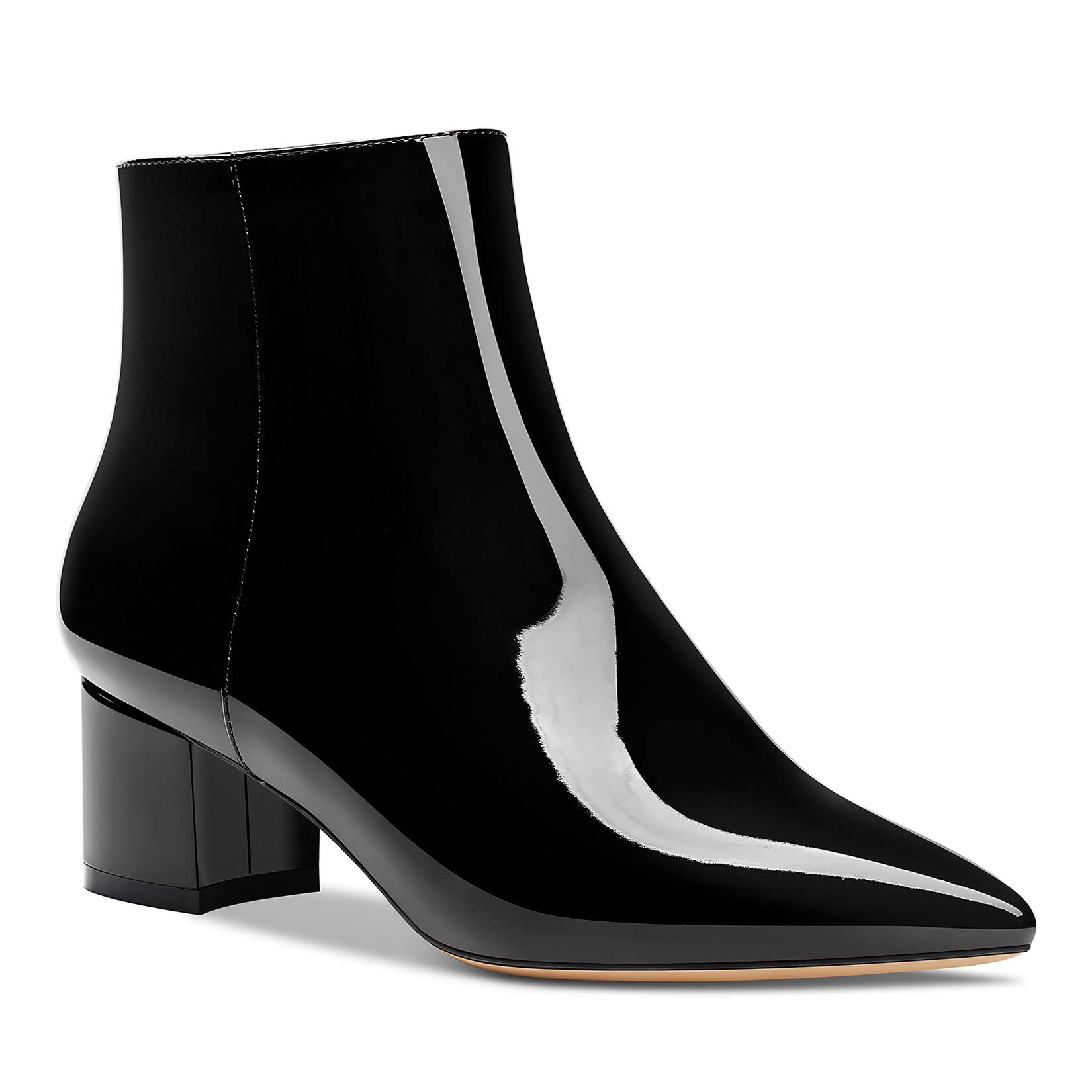 DearOnly Women Chunky Block Low Kitten Heel Pointed Toe Ankle Boots Short Bootie Zipper Slip-on Classic Office Shoes