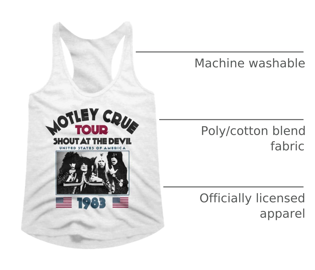 Motley Crue Heavy Metal Band 1983 Shout at The Devil Tour Ladies Racerback Tank Top