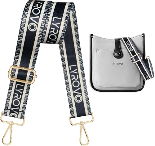 Image of Lyrovo Adjustable Purse Strap Replacement for Women, 1.5 inch Wide Crossbody Shoulder Strap Boho Handbag Strap Guitar Strap (LY-Beige Black)
