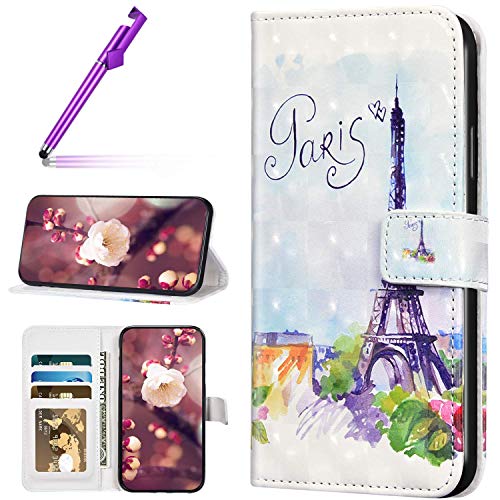 Urhause Funda Compatible con Samsung Galaxy J5 2016 Carcasa Case 3D Dibujo Diseño Billetera PU Cuero Libro Tapa Flip Folio Cover Bumper Soporte Plegable Ranura para Tarjeta Magnético, Torre de Hierro