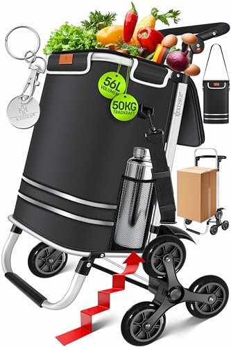 KESSER® Einkaufstrolley Treppensteiger mit Kühlfach klappbar mit 56L Kapazität und belastbar bis 50kg | 3in1 Trolley Sackkarre...