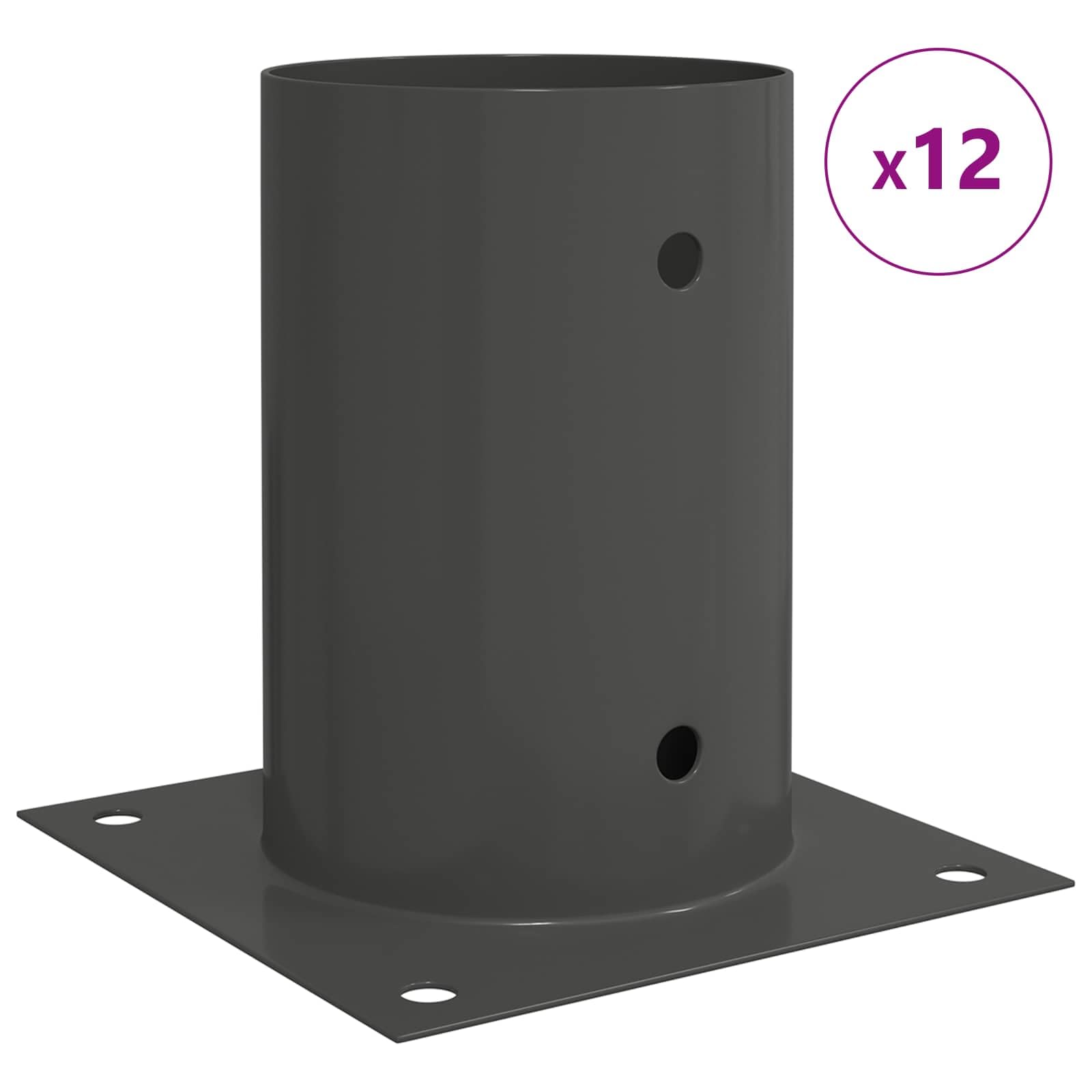 12 szt. kotwy gruntowe okrągłe 15 x 15 x 15 cm antracytowe metalowe śledzie do kominka, paleniska, mocowanie ogrodowe