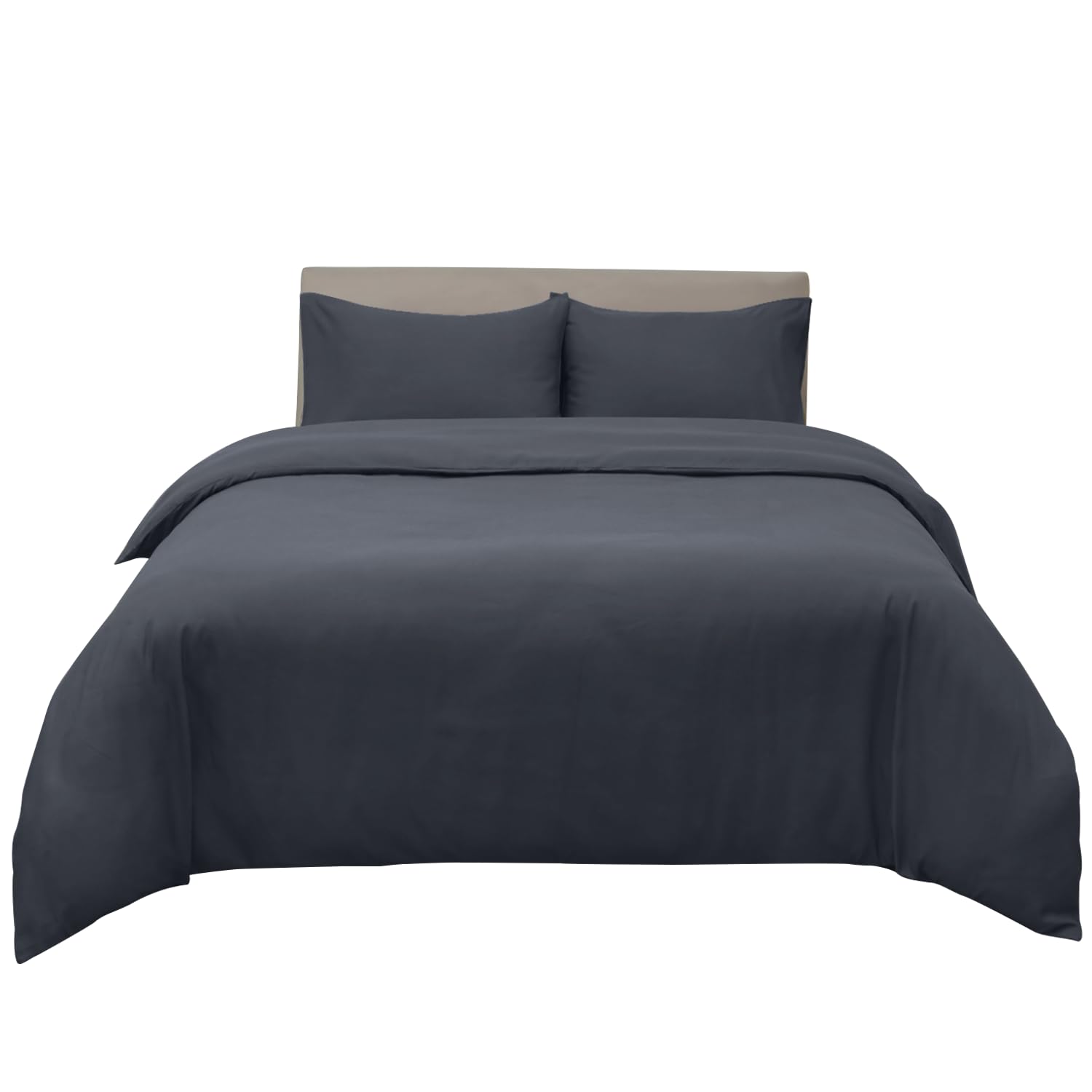 Hafaa Dyed Duvet Cover Brushed Microfiber Quilt Cover with Button Closure Luxury Bedding Charcoal Duvet Cover with 2 Pillowcases King Size Duvet Set (230cm x 220cm)