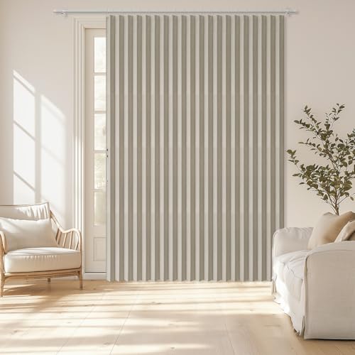 Image of AJAZZ Blackout Accordion Door Curtain 1 Panel 98 inchx106 inch Cream White - Magnetic Folding Room Divider, No-Drill Sliding Patio Closet