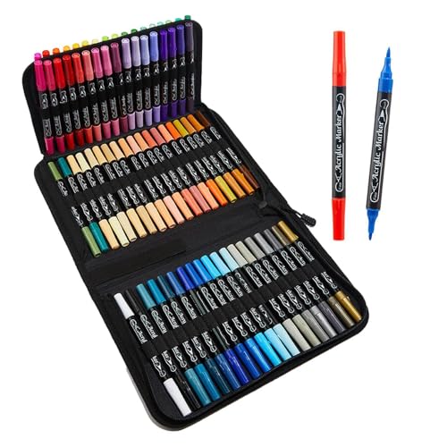 Generico Rotuladores a base acrílica – Juego de 72 colores para libro de arte y pintura | Rotuladores de colores – para lienzo, madera, metal, vidrio, cerámica, piedra, actividades infantiles, escuela