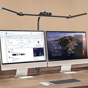 LED Desk Lamp with Clamp, 24W Architect Light, Auto-Dimming, Stepless Brightness Control, Atmosphere Lighting for Home Office