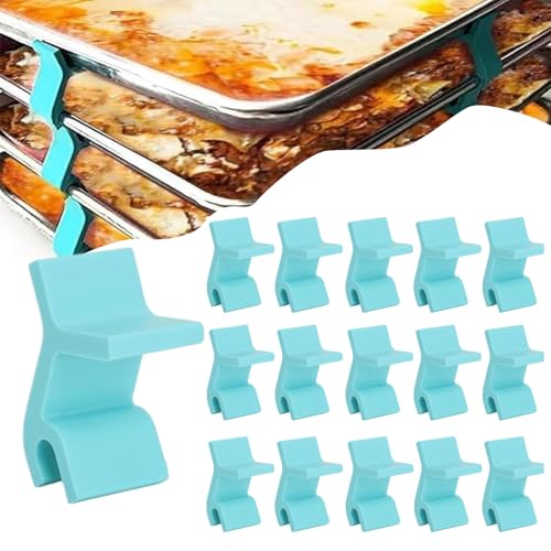 Baking Sheet Stacker, Pack of 16, Tray Stackers Stacking Holder Rack Kitchenwares Tray Stacker for Freeze Dryer Trays Kitchen Picnic BBQ (16, Cyan)