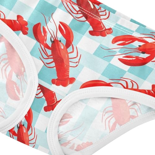 Red Lobsters Blue White Checkered Cute Panties Girl Toddler Underwear Floral Cotton Aesthetic Kids Briefs Undies 2t4
