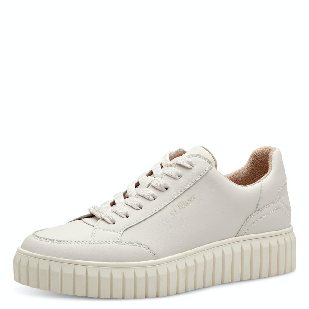 s.Oliver Women's Flat Low Top Vegan Trainers, Nude, 8 UK