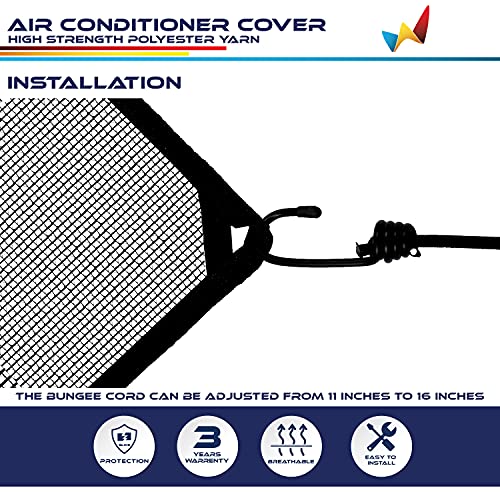 Windscreen4less 32"x32" A/C Unit Mesh Cover Air Conditioner Compressor Condenser Cover with Bungee Cords for Outside