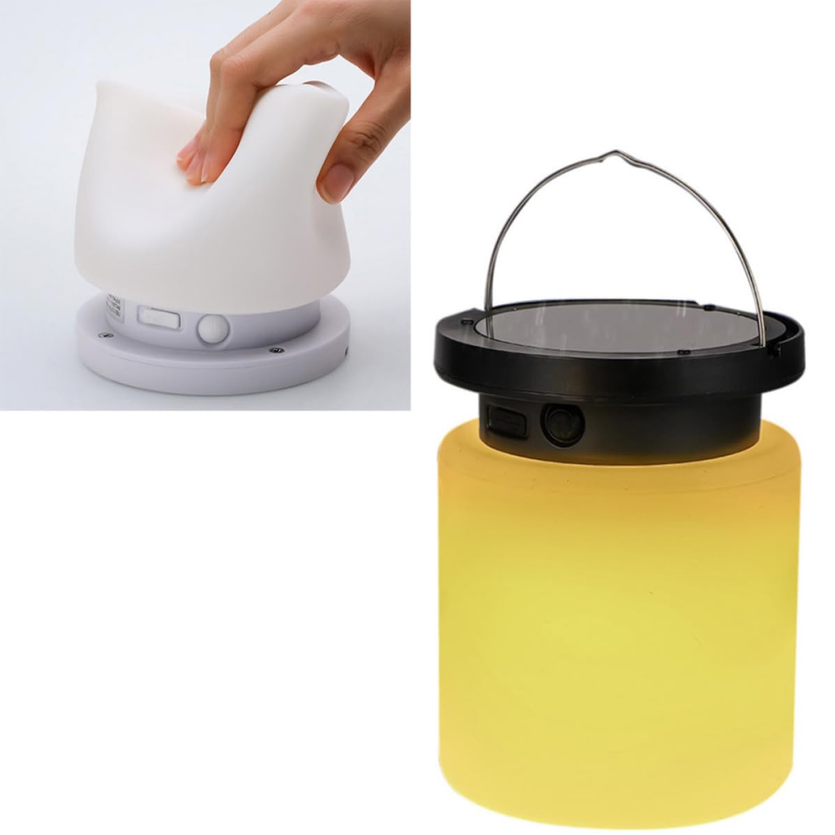 Lanterna Solare Portatile LED Bianca in Silicone per Esterno | Uso su Tavolo o Appesa a Parete, Adatta per Cortile e Campeggio, Lampada Compatta