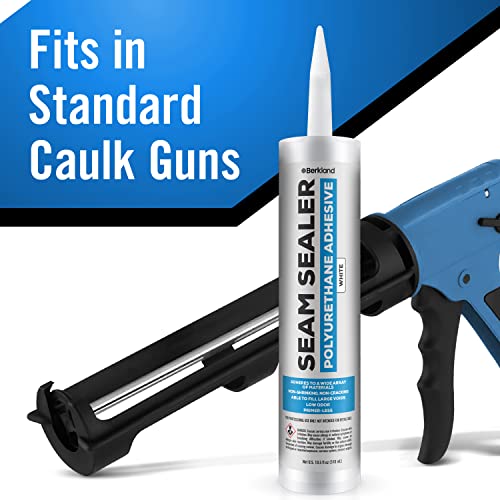 Berkland BGWHITEAUTOSEAMSEALER Polyurethane Seam Sealer Automotive Compound Kit - Durable & Flexible Auto Body Filler - Seam & Joint Compound For Bare, Primed Or Painted Surfaces - Automotive Seam Sealer White - Rv Roof Sealant thumb #3
