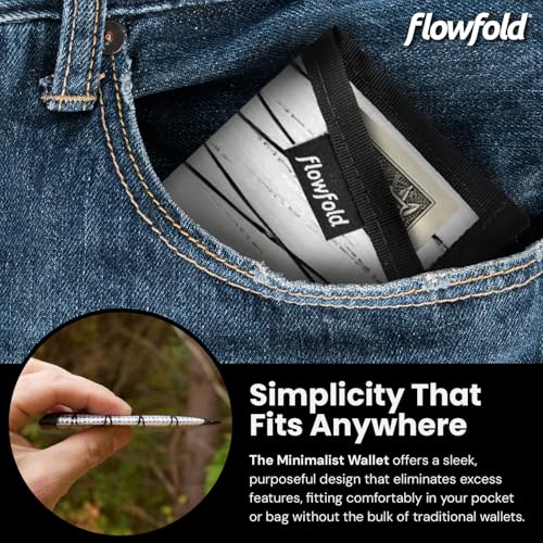Image of Flowfold Recycled Sailcloth Minimalist Card Holder Wallet | Slim and Durable with Cash pocket and Credit Card Slot | Minimalist Wallet Made in USA Holds 6-8 Cards