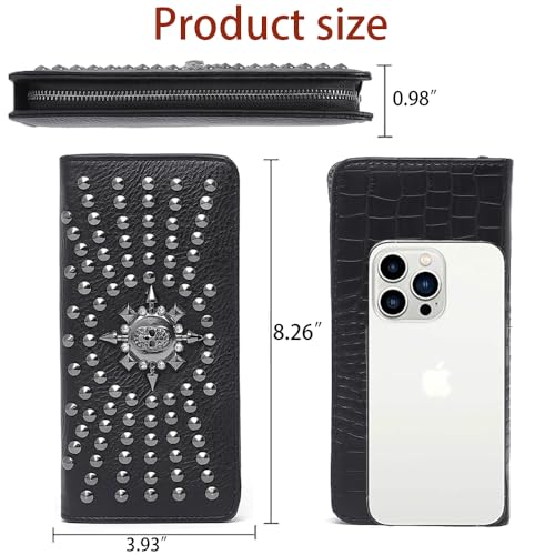 Women's Wallet Large Capacity Credit Card Wallet Long Clutch Zip Around,Ladies Card Phone Holder RFID Blocking (black)4