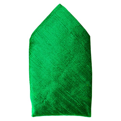 Royal Silk Classic Emerald Silk Dupioni Pocket Square 16”x16” – Crisp, Textured, Heavyweight Silk with Rich Luminous Glow
