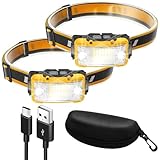 ヘッドライト LED 充電式 ネックライト 17時間点灯 ケース付き 超広角 小型 センサー搭載 防災 防水 キャンプ 登山 釣り 日本ブランド Cercano (セルカノ) (2, 黄色)