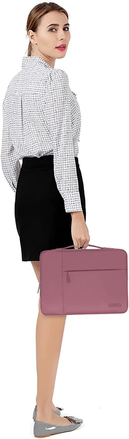 MOSISO Laptop Case 13.3 inch, 13-14 inch Laptop Sleeve with Handle Compatible with MacBook Air/Pro 13 / Pro 14, HP Dell ASUS Lenovo Notebook, Polyester Multifunctional Computer Bag, Dusty Rose