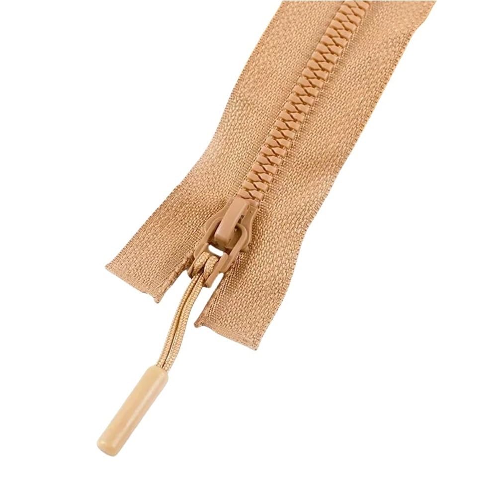 DIY Craft Zipper 2pcs Resin Zippers No.5, Length 15-25cm Close-End/40-80cm Open-End Lightweight for DIY Sewing(Light Brown,60cm)