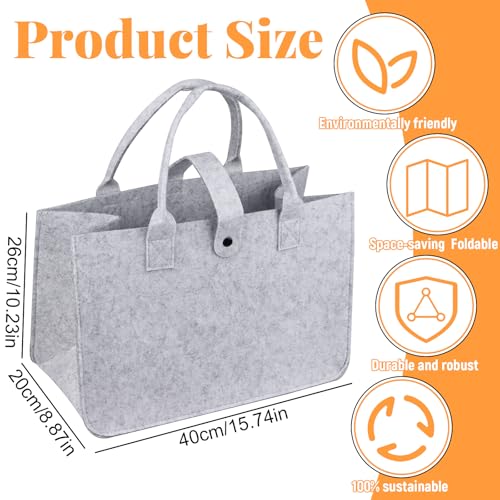 Dawumin Filztasche Groß Einkaufstasche, Filztaschen Shopper, Faltbar Filzkorb, Tragetasche Shopping Bag, Tasche Filz zur Einkaufen, Ausgehen, Aufbewahrung, Reisen, Picknick, 40x26x20cm (Grau)