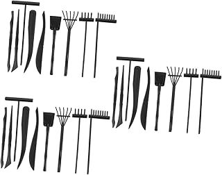 Gadpiparty 27 Pçs Ancinho De Areia Para Crianças Ferramentas De Jardim Japonesas Acessórios Japoneses Ferramentas De Ancinho Caixa De Areia Ancinho De Jardim De Pedra De Bambu Pá De Areia De