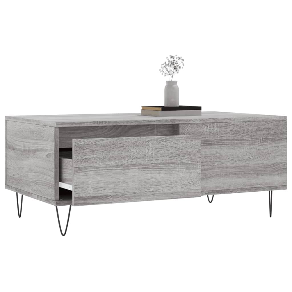 Homgoday Tavolino da caffè Sonoma grigio 90 x 50 x 36,5 cm, in legno ingegnerizzato, tavolino da tè per soggiorno, sala d'accoglienza degli ospiti, camera da letto e ufficio mobili tipo 1