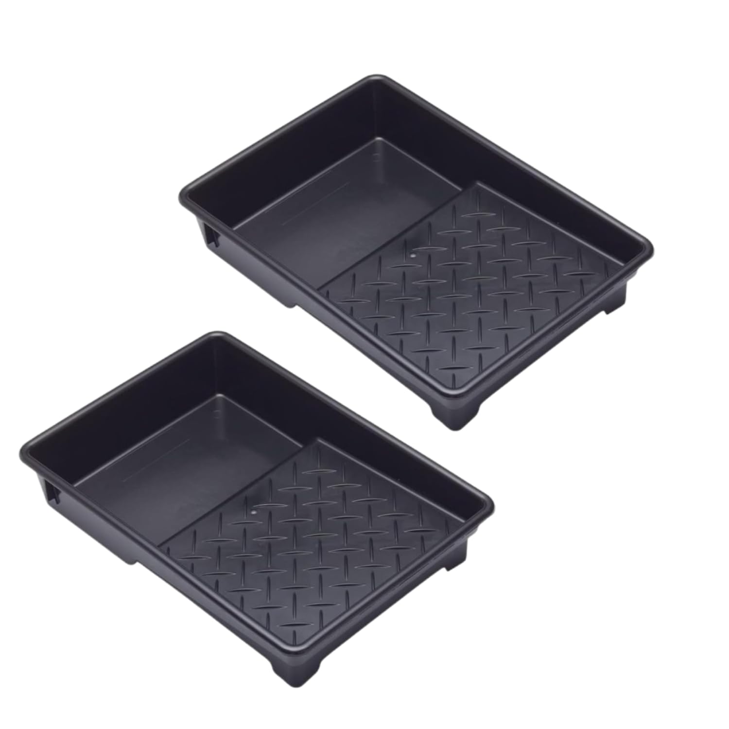 Superpetstoreuk247 Pack Of 2 7 Inch 100% Recycled Plastic Paint Roller Tray With Textured Anti-Skid Grip, Ideal For Trade & Diy Rollers Up To 7" Wide And All Types Of Paint, Varnish, Woodstain