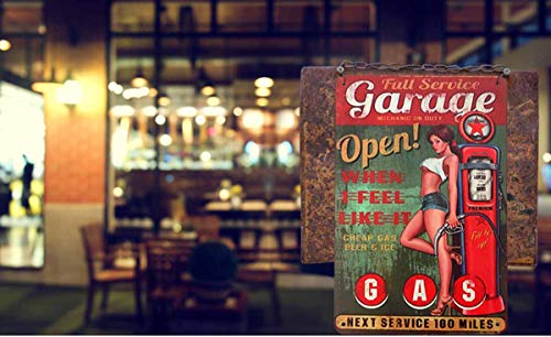 Aoyego Pin Up Girl Tin Sign,Full Service Garage Sex Girls Stand Leaning Against The Gas Station Vintage Metal Tin Signs For Cafes Bars Pubs Shop Decorative Funny Retro Signs For Men Women 8X12 Inch #TOP2