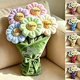 Almohada de felpa personalizada con estampado plano 2D para sofá, dormitorio, sala de estar, 1-10 nombres, tema del día de la madre, ramo de mamá, decoración del hogar, cojín de ramo de flores