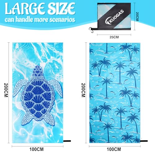 KUOGAS Strandtuch XXL 200×100 cm,Groß Schnelltrocknendes Mikrofaser Handtuch, Sandfrei Badetuch,Stranddecke Damen strandhandtuch