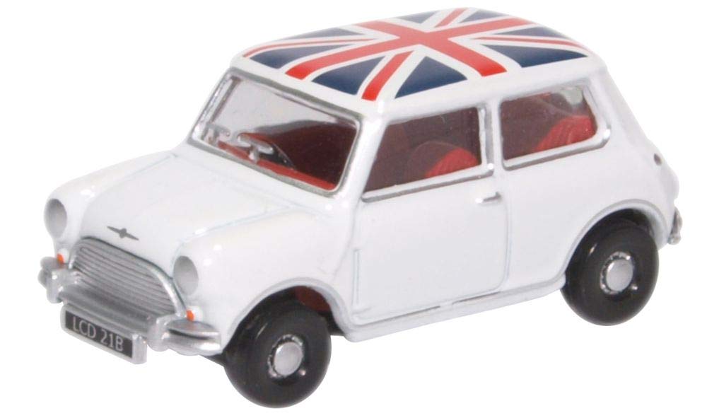 Oxford Diecast 76MN011 Austin Mini Cooper White Union Jack