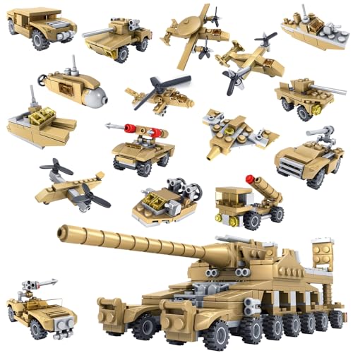 WINGIFT 544 Piece WW2 Army Tanks Toy Building Sets, Create a German Dora Heavy Cannon Model/16 In1 Small Military Vehicles,Great Military Building Toys,Christmas Birthday Gifts for Boys,Teens,Adults