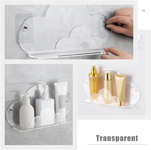 Miniatura 9 de Zerodeko Estante de almacenamiento de gel de ducha de baño, estante de pared flotante de acrílico, soporte de almacenamiento decorativo, organizador