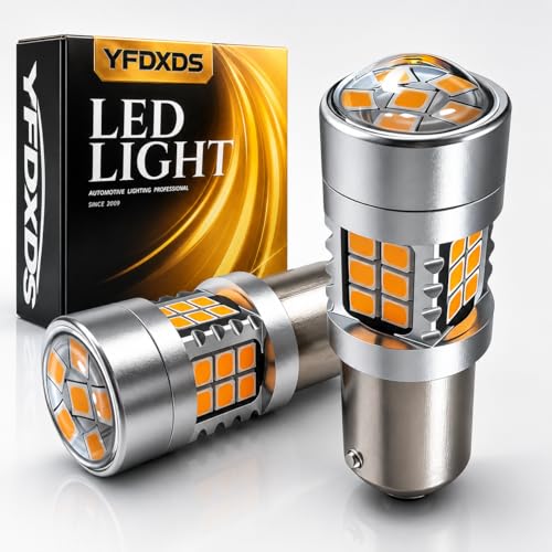 YFDXDS 1156 Amber LED Bulbs BA15S P21W 7506 LED Turn Signal Light Super Bright Amber Yellow Replacement Bulbs for Front & Rear Blinkers Parking & Brake Lights Canbus Plug-and-Play Pack of 2