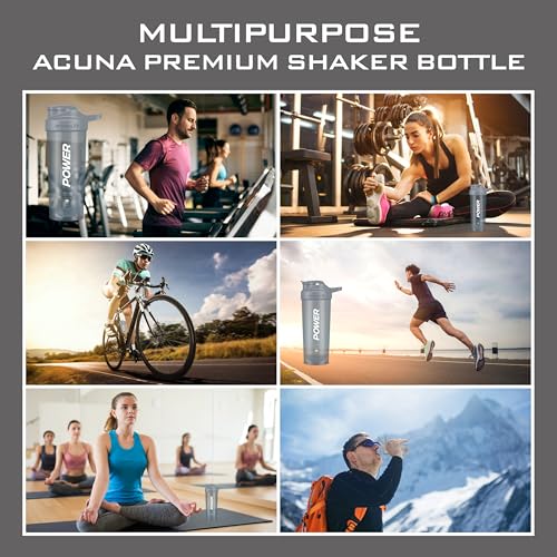 ACUNA Power Shaker Bottle - 700 ml | Protein Shaker With Mixing Ball For Smoothie Shake, Leakproof Screw-On Lid Ideal Workout & Gym Partner Protein Shaker Bottle For Protein Shakes (Grey, 700 ML) - Image 5