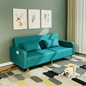 Canapés Pliants Canapés Lit, Futon Canapés Canapés-Lits, Dossier Réglable 3 Vitesses, Canapés Multifonctions pour Causeuse Meubles De Siège pour Salon D’appartement,Dark Green,1.85M