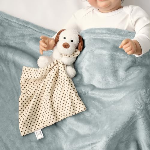 Image of CREVENT Soft Plush Animal Face Security Blankets for Boys and Girls, Great Gifts for Birthday Baby Shower - Hugging Dog