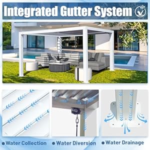 Domioutdoorlivinglouveredpergola12x16ftaluminumoutdoorpergolawith2independentlyadjustablelouverrooffullaluminumstructurewhite  Urban Country Home Decor Domi outdoor living louvered pergola 12x16ft aluminum outdoor pergola with 2 independently adjustable louver roof full aluminum structure white  urban country home decor