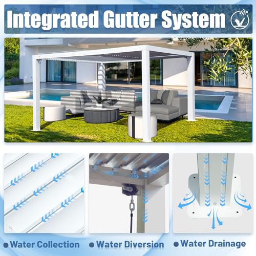 Domioutdoorlivinglouveredpergola12x16ftaluminumoutdoorpergolawith2independentlyadjustablelouverrooffullaluminumstructurewhite  Urban Country Home Decor Domi outdoor living louvered pergola 12x16ft aluminum outdoor pergola with 2 independently adjustable louver roof full aluminum structure white  urban country home decor