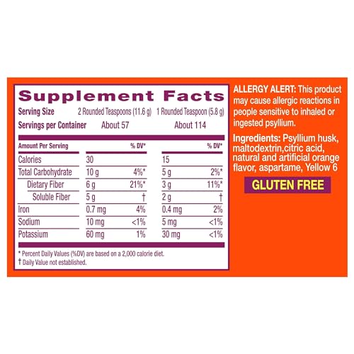 Image of Metamucil Daily Fiber Supplement /Therapy for Regularity, Sugar Free, Orange Smooth, 6.1 oz (Pack of 3)